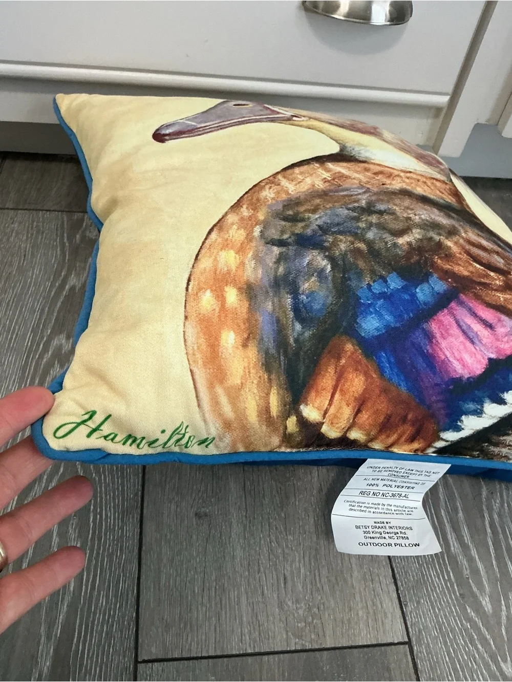 BETSY DRAKE Mrs. Wood Duck Outdoor Pillow